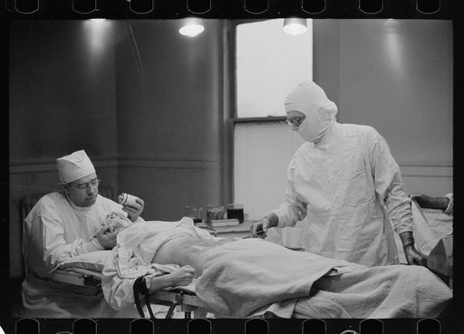 Patient being prepared for operation, Herring Hospital (private), Herrin, Illinois