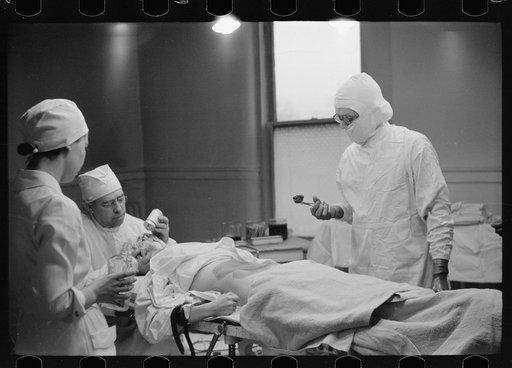 Untitled photo, possibly related to: Patient being prepared for operation, Herring Hospital (private), Herrin, Illinois