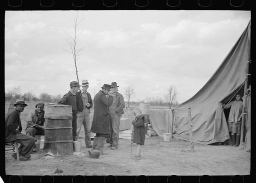 Evicted sharecroppers along Highway 60, New Madrid County, Missouri