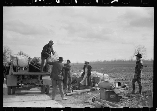 Untitled photo, possibly related to: State highway officials moving sharecroppers away from roadside to area between the levee and the Mississippi River, New Madrid County, Missouri