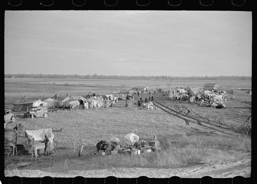 New Madrid County spillway where evicted sharecroppers were moved from highway, Missouri
