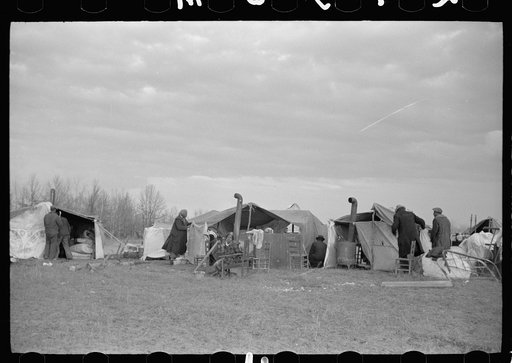 Evicted sharecroppers on Highway 60, New Madrid County, Missouri