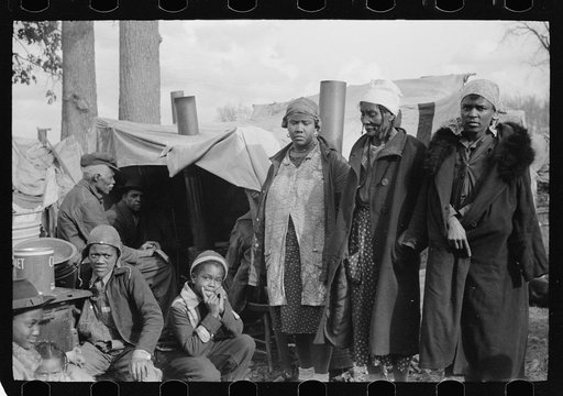 Evicted sharecroppers along Highway 60, New Madrid County, Missouri