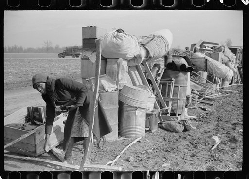 Evicted sharecroppers along Highway 60, New Madrid County, Missouri