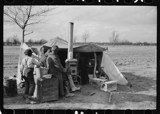 Evicted sharecropper along Highway 60, New Madrid County, Missouri