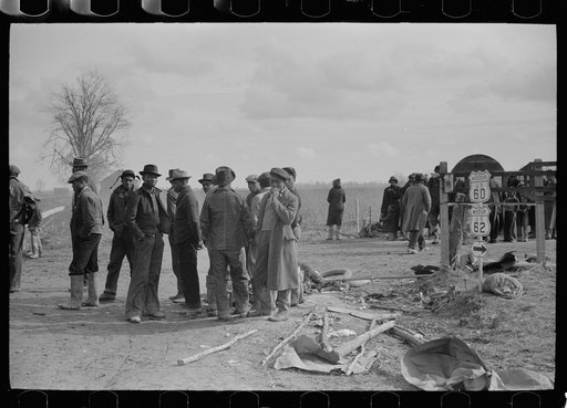Evicted sharecroppers along Highway 60, New Madrid County, Missouri