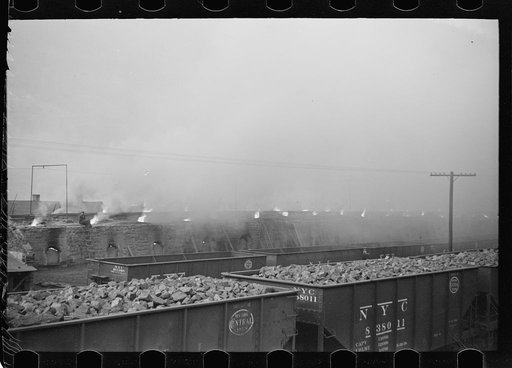 Untitled photo, possibly related to: Burning coke ovens, Smithers, West Virginia