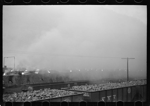Untitled photo, possibly related to: Burning coke ovens, Smithers, West Virginia
