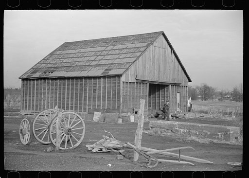 Barn in which unemployed miner lives, Herrin, Illinois