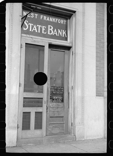 Untitled photo, possibly related to: Bank that failed, West Frankfort, Illinois