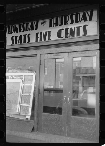 Moving picture theaters charge only five cents for admission, indicating a poor population, Eldorado, Illinois