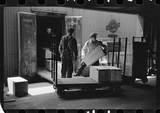 Untitled photo, possibly related to: Packing eggs in cold storage warehouse, Jersey City, New Jersey