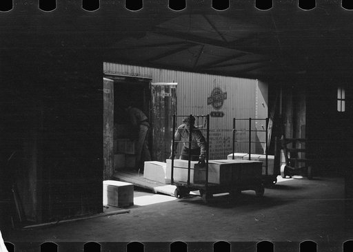 Untitled photo, possibly related to: Packing eggs in cold storage warehouse, Jersey City, New Jersey