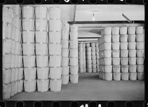 Untitled photo, possibly related to: Packing eggs in cold storage warehouse, Jersey City, New Jersey