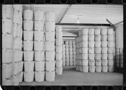 Untitled photo, possibly related to: Packing eggs in cold storage warehouse, Jersey City, New Jersey