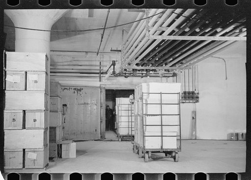 Untitled photo, possibly related to: Packing eggs in cold storage warehouse, Jersey City, New Jersey