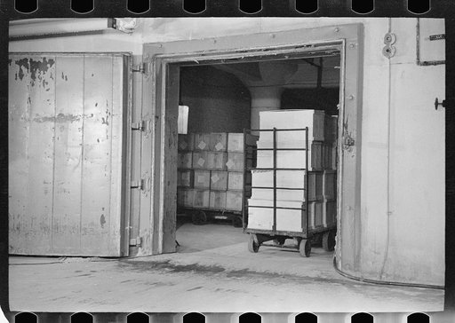 Untitled photo, possibly related to: Packing eggs in cold storage warehouse, Jersey City, New Jersey