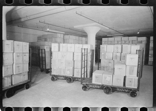 Untitled photo, possibly related to: Packing eggs in cold storage warehouse, Jersey City, New Jersey