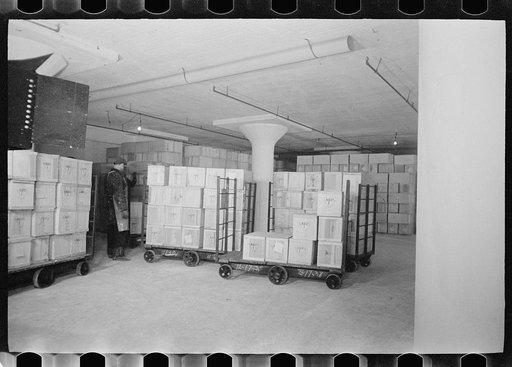 Untitled photo, possibly related to: Packing eggs in cold storage warehouse, Jersey City, New Jersey