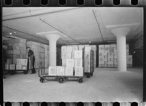 Untitled photo, possibly related to: Packing eggs in cold storage warehouse, Jersey City, New Jersey
