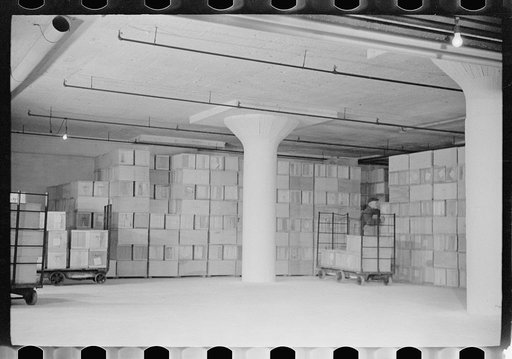 Untitled photo, possibly related to: Packing eggs in cold storage warehouse, Jersey City, New Jersey