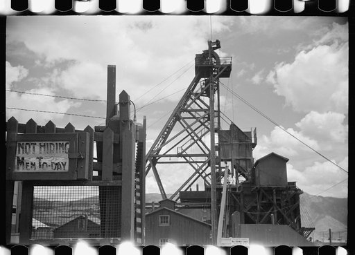 Untitled photo, possibly related to: Hoist over copper mine, Butte, Montana