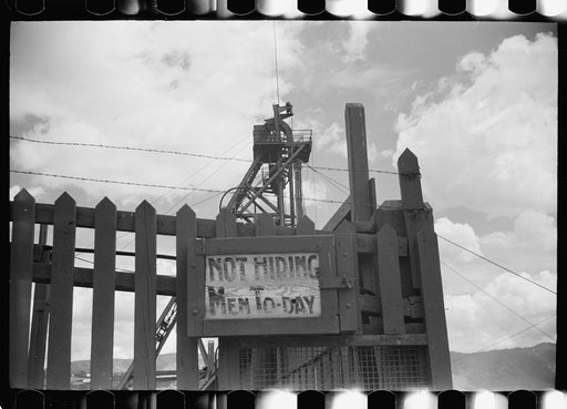 Untitled photo, possibly related to: Hoist over copper mine, Butte, Montana