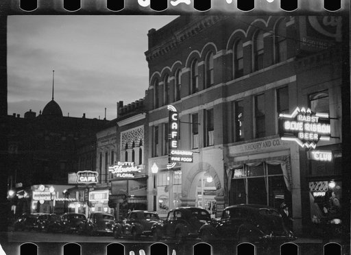 Untitled photo, possibly related to: Night street scene, Butte, Montana