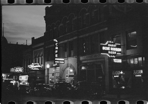 Untitled photo, possibly related to: Night street scene, Butte, Montana