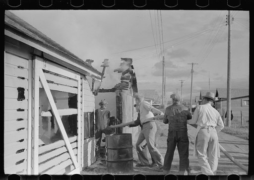 Untitled photo, possibly related to: Volunteer fire department in action, Terry, Montana