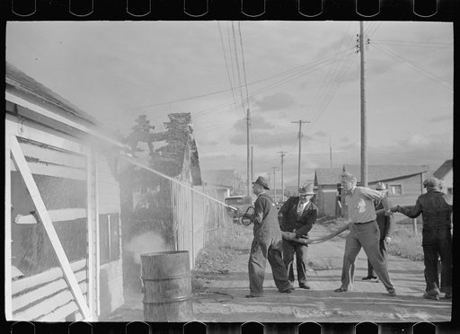 Volunteer fire department in action, Terry, Montana