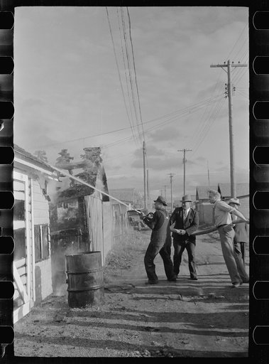 Untitled photo, possibly related to: Volunteer fire department in action, Terry, Montana