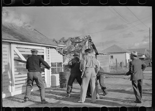 Untitled photo, possibly related to: Volunteer fire department in action, Terry, Montana