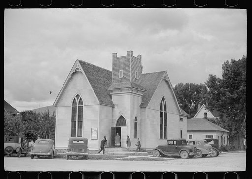 Going to church on Sunday morning, Hamilton, Montana