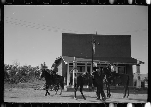 Untitled photo, possibly related to: Men from Quarter Circle U Ranch in town, Birney, Montana