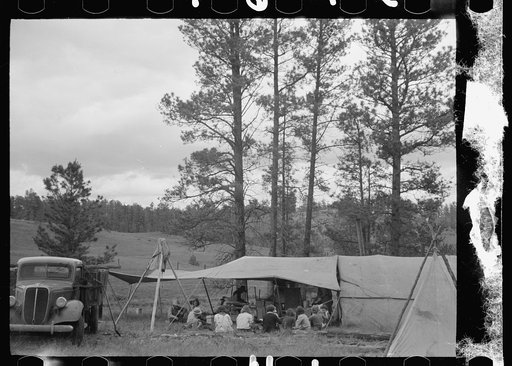 Untitled photo, possibly related to: Dudes and cowboys, Three Circle roundup camp, Powder River County, Montana