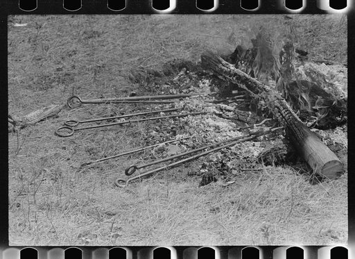 Branding fire, Three Circle roundup, Custer National Forest, Montana