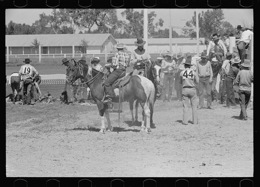 Untitled photo, possibly related to: Bronco rider, rodeo, Miles City, Montana