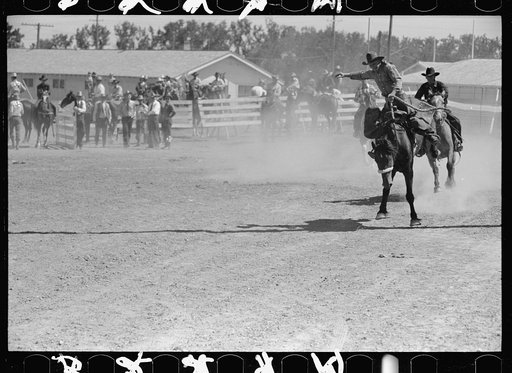 Untitled photo, possibly related to: Bronco rider, rodeo, Miles City, Montana