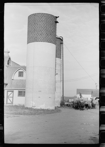 Untitled photo, possibly related to: Silo and barn, Brandtjen Dairy Farm, Dakota County, Minnesota