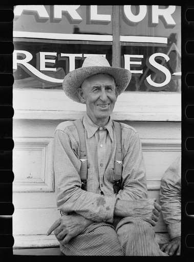 Farmer in town, Collins, Iowa