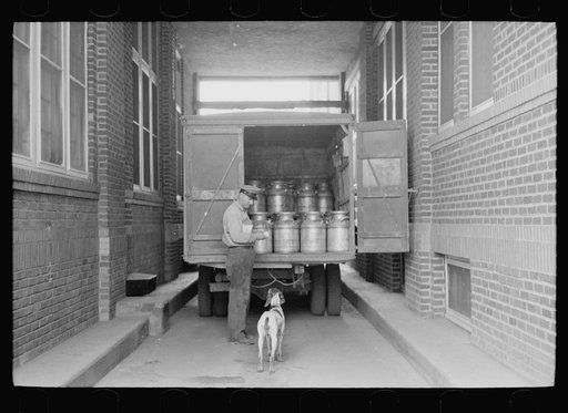 Untitled photo, possibly related to: Milk receiving station, Farmington, Minnesota