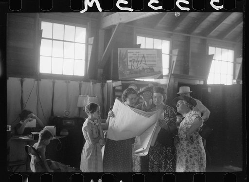 Untitled photo, possibly related to: Explaining the REA program to farm women, Central Iowa 4-H Club fair, Marshalltown, Iowa