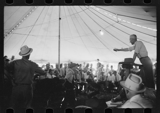 Auctioning off the prize baby beeves, Central Iowa 4-H Club fair, Marshalltown, Iowa