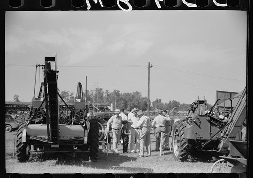 Farm machinery exhibit, Central Iowa 4-H Club fair, Marshalltown, Iowa