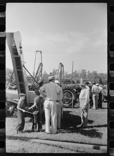Farm machinery exhibit, Central Iowa 4-H Club fair, Marshalltown, Iowa