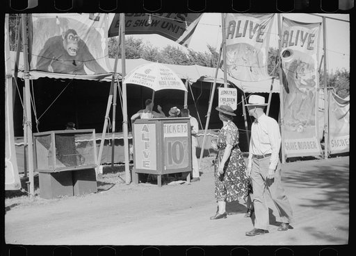 Untitled photo, possibly related to: Show on midway, Central Iowa 4-H Club fair, Marshalltown, Iowa