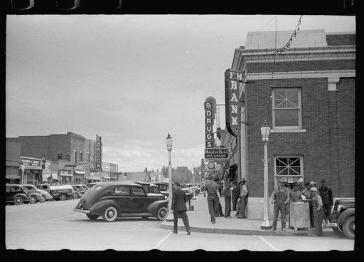 Potato pickers in town, Monte Vista, Colorado
