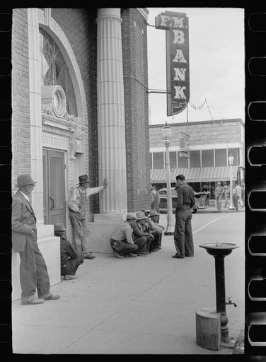 Potato pickers in town, Monte Vista, Colorado