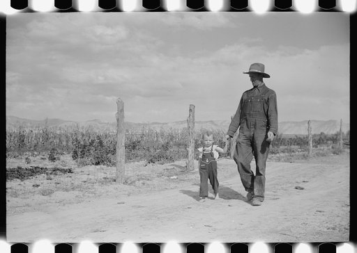 Untitled photo, possibly related to: Thomas W. Beede, resettlement client, Western Slope Farms, Colorado poses with his youngest daughter